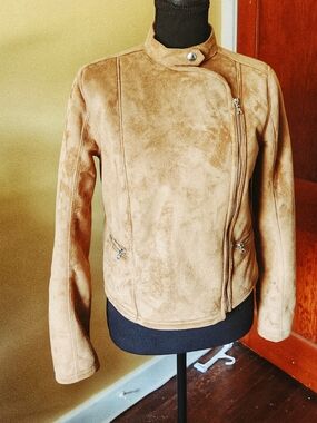 Vintage Lauren Ralph Lauren Tan Suede Moto Jacket